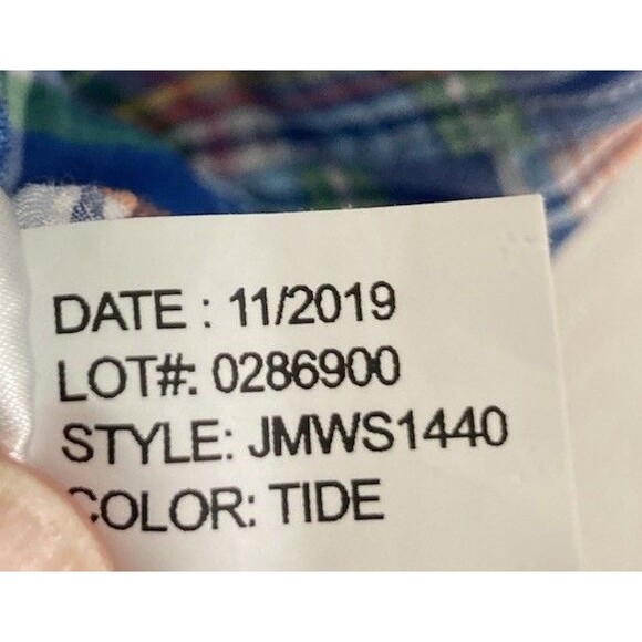 Men's Johnnie-O Hangin Out Linen Blend SS Shirt Plaid Buttonup Colorful Sz Small - Picture 7 of 8